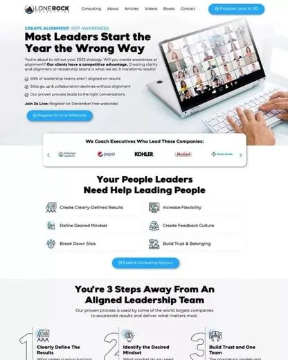 Leadership consulting landing page