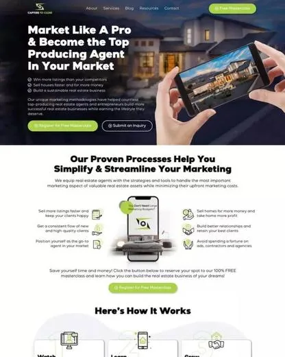 Real estate marketing landing page